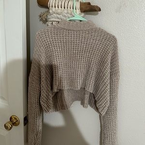 cropped tan sweater
